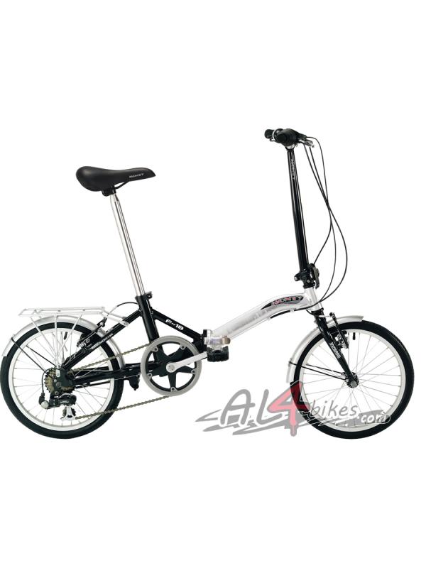 MONTY F-18 (BLACK AND POLISH) - The F-18 is the bike which will permit you to initiate in the world 
of the folding bikes, with an economic price. Perfect to enjoy a recreational 
use. Like in all the Monty folding bikes family, it is provided with a very easy 
folding lever system.