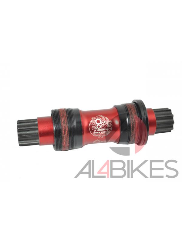 EJE PEDALIER NEON TIPO ISIS 128mm ROJO