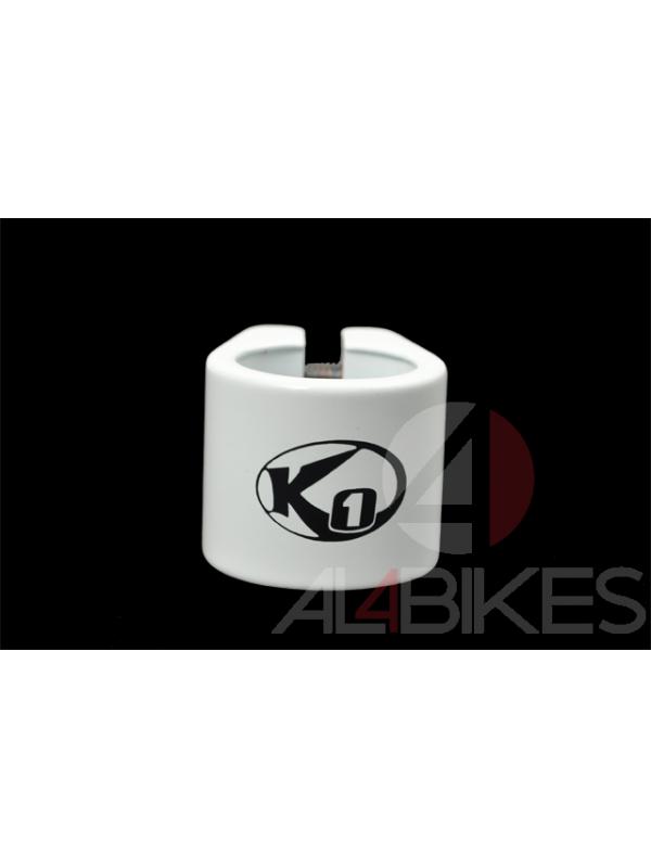 SEAT CLAMP 2 BOLT WHITE KOXX ONE - Seat clamp 2 bolts white color