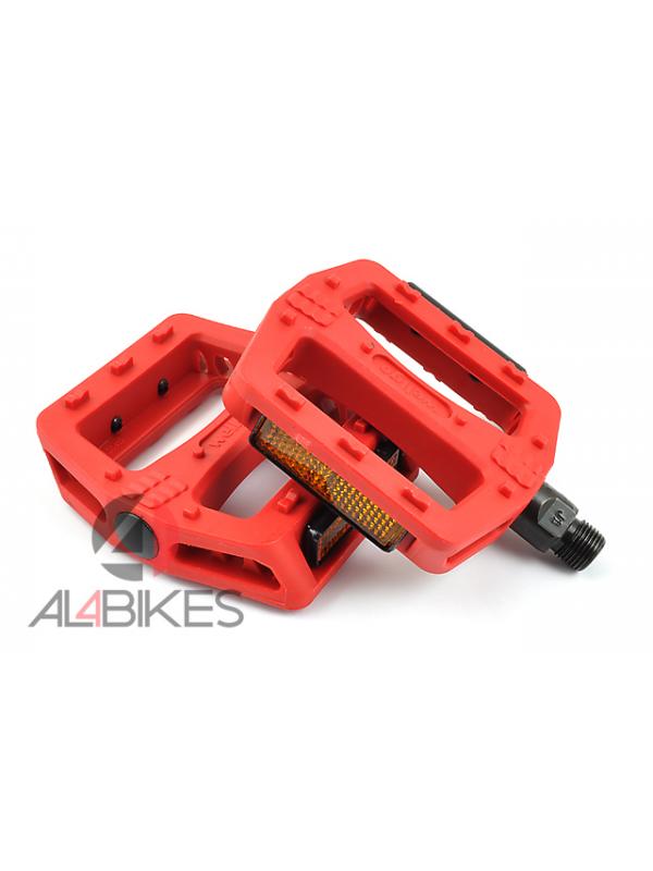 PEDALES WELLGO PLATAFORMA PLASTICO ROJO